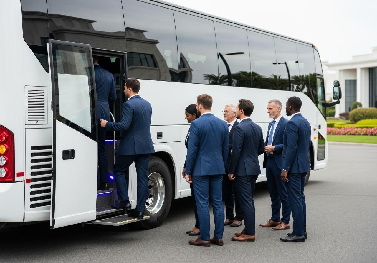 Charter bus boarding group